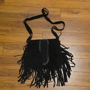 Black Fringe Crossbody Bag - Women's Shoulder Bag